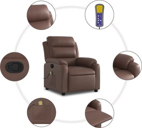 vidaXL Πολυθρόνα Μασάζ Ανακλινόμενη Καφέ από Συνθετικό Δέρμα