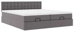 vidaXL Οθωμανικό Κρεβάτι με Στρώματα Γκρι 180x200cm Faux Leather