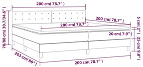 Κρεβάτι Boxspring με Στρώμα &amp; LED Αν.Γκρι 200x200εκ. Υφασμάτινο - Γκρι