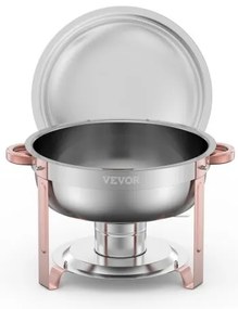 VEVOR 5 Qt 4 Pack Round Chafing Dish Buffet Set Full-Size Pan Stainless Steel