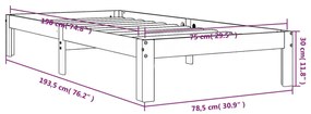 Σκελετός Κρεβ. Χωρίς Στρώμα Καφέ Κεριού 75x190 εκ Μασίφ Πεύκο - Καφέ