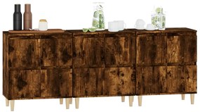 vidaXL Ντουλάπια 3 τεμ. Καπνιστή Δρυς 60x35x70 εκ. Επεξεργασμένο Ξύλο