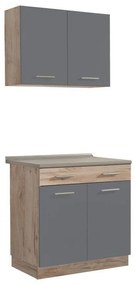 Σύνθεση Κουζίνα Dalila 80 Γκρί Δρύς - Γκρί  80x51,5x206,5 εκ. 80x51.5x206.5 εκ.