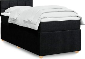 vidaXL Κρεβάτι Boxspring με Στρώμα Μαύρο 100 x 200 εκ. Υφασμάτινο