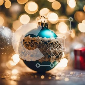 Intra Συλλεκτικό Ξύλινο Παζλ Plywood 4mm - Μπλε Χριστουγεννιάτικη μπάλα σε φωτισμένο φόντο Σε Ξύλινο Κουτί - Διαστάσεις: 10x10 cm – 25 κομμάτια