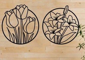 Intra απο ξύλο plywood 3mm-4mm πάχος - Σετ διακόσμησης τοίχου λουλουδιών 2 τεμαχίων,  Δίασταση 40x50 cm INTRAFABR-62966683