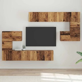 vidaXL Σετ επίπλου τηλεόρασης Επιτοίχιο 8 pcs Παλαιό ξύλο