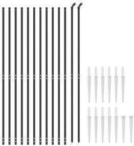 vidaXL Συρματόπλεγμα Περίφραξης Ανθρακί 2,2 x 25 μ. με Καρφωτές Βάσεις