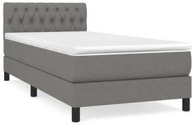 Κρεβάτι Boxspring με Στρώμα Σκούρο Γκρι 90x190 εκ. Υφασμάτινο - Γκρι