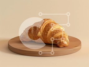 Intra Συλλεκτικό Ξύλινο Παζλ Plywood  4mm - Φρεσκοψημένο κρουασάν σε ξύλινη πιατέλα Σε Ξύλινο Κουτί - Διαστάσεις: 10x10 cm – 25 κομμάτια