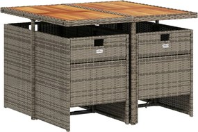 vidaXL Σετ Τραπεζαρίας Κήπου 5 τεμ. Γκρι Συνθ. Ρατάν με Μαξιλάρια