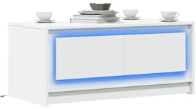vidaXL Τραπεζάκι Σαλονιού με LED Φώτα Λευκό από Επεξ. Ξύλο