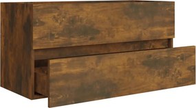 vidaXL Ντουλάπι Νιπτήρα Καπνιστή Δρυς 90x38,5x45 εκ Επεξεργασμένο Ξύλο