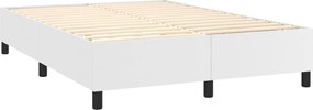 vidaXL Κρεβάτι Boxspring με Στρώμα Λευκό 140x190εκ.από Συνθετικό Δέρμα