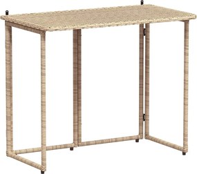 vidaXL Πτυσσόμενο τραπέζι κήπου Μπεζ 90x51x75 cm Poly Rattan