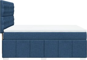 vidaXL Κρεβάτι Boxspring με Στρώμα Μπλε 140x200 εκ. Υφασμάτινο