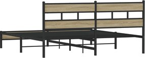 vidaXL Σκελετός Κρεβ. Χωρίς Στρώμα Sonoma Δρυς 180x200 εκ. Μεταλλικό