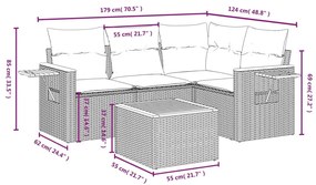 Σετ Καναπέ Κήπου 5 τεμ. Μπεζ Συνθετικό Ρατάν με Μαξιλάρι - Μπεζ