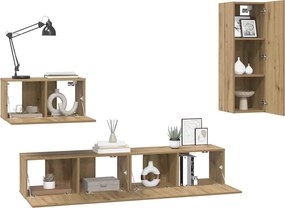 vidaXL Τηλεοπτική Κάβα Τοίχου 4 pcs Artisan Oak Επεξεργασμένο Ξύλο