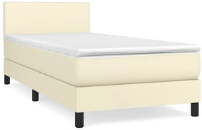 vidaXL Κρεβάτι Boxspring με Στρώμα Κρεμ 100x200εκ. από Συνθετικό Δέρμα