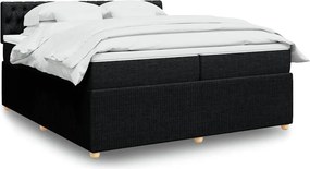 vidaXL Κρεβάτι Boxspring με Στρώμα Μαύρο 200x200 εκ. Υφασμάτινο