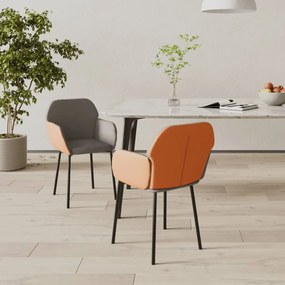 vidaXL Καρέκλες Τραπεζαρίας 2 τεμ. Σκούρο Γκρι Ύφασμα &amp; Συνθ. Δέρμα