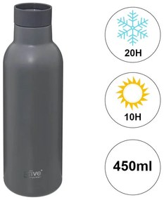 Mπουκάλι Θερμός 5five με καπάκι 360°, χωρητικότητα 450ml και διατήρηση θερμοκρασίας 10h ζεστό / 20h κρύο - Pebble Gray
