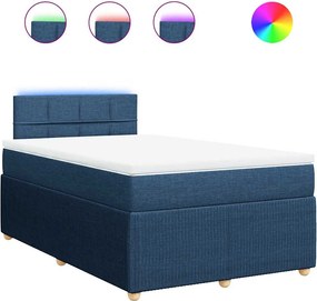vidaXL Κρεβάτι Boxspring με Στρώμα Μπλε 120x200 εκ. Υφασμάτινο