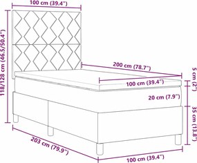 vidaXL Κρεβάτι με ελατήρια με στρώμα Μπλε 100 x 200 cm ύφασμα