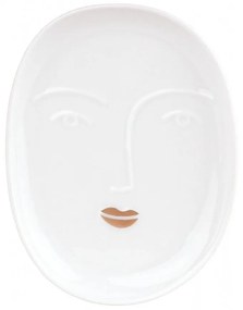 Πιατέλα Διακοσμητική Πορσελάνινη Face RD0015727 9x7cm White-Gold Raeder Πορσελάνη