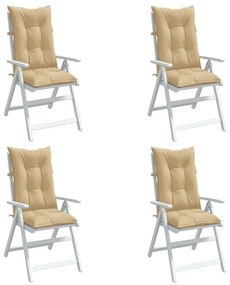 Μαξιλάρια Καρέκλας με Πλάτη 4 τεμ. Μπεζ 120x50x7 εκ. Ύφασμα - Μπεζ