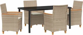 vidaXL Σέτ φαγητού για κήπο 5 pcs Μπεζ συνθετικό ρατάν