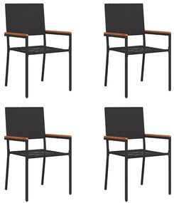 vidaXL Καρέκλες κήπου που σωριάζονται 4 pcs Μαύρο, Καφέ