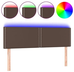 Κεφαλάρι Κρεβατιού LED Καφέ 144x5x78/88 εκ. από Συνθετικό Δέρμα - Καφέ