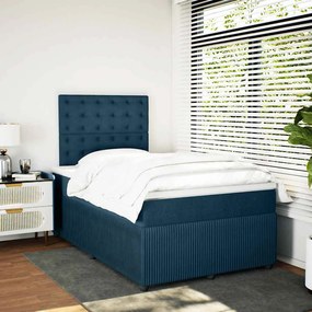 vidaXL Κρεβάτι Boxspring με Στρώμα Μπλε 120x190 εκ. Βελούδινο