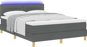 vidaXL LED Κρεβάτι με βάθρο Σκούρο Γκρι 160 x 200 cm ύφασμα