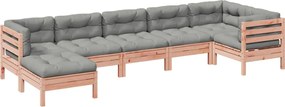 vidaXL Καναπές Κήπου Σετ 7 Τεμ. Μασίφ Ψευδοτσούγκα Ελάτης Μαξιλάρια