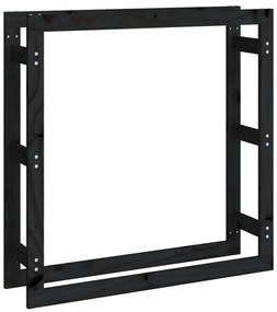 vidaXL Ραφιέρα Καυσόξυλων Μαύρο 100x25x100 εκ. από Μασίφ Ξύλο Πεύκου