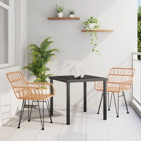 vidaXL σετ κηπευτικών τραπεζαρία  3 κομμάτια, καφέ πολυ-ρατάν