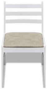 Καρέκλες Τραπεζαρίας 6 τεμ. Λευκές από Μασίφ Ξύλο / Βελούδο - Λευκό