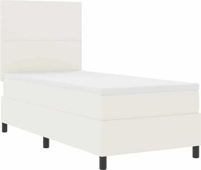 vidaXL LED Κρεβάτι με βάθρο με κεφαλάρι Κρέμα και Λευκό 100 x 200 cm