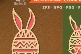 Σετ των 2 Intra απο ξύλο plywood 3mm-4mm πάχος Διακόσμηση με κομμένα λέιζερ αυγών λαγουδάκι 6 Δίασταση 15x15 cm INTRAFABR-115873232