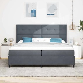 vidaXL Κρεβάτι με ελατήρια Σκούρο γκρι 200 x 200 cm Βελούδο