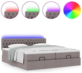 vidaXL Οθωμανικό κρεβάτι με στρώματα & LEDs Taupe 180x200cm ύφασμα