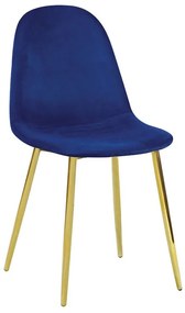 ΕΜ907,5GV CELINA Καρέκλα Χρώμιο Χρυσό, Velure Μπλε  45x54x85cm Χρυσό/Μπλε,  Μέταλλο/Ύφασμα, , 4 Τεμάχια