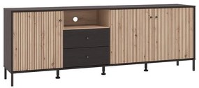 Έπιπλο Τηλεόρασης Correze 4K2F3V Μαύρος Δρύς - Artisan Oak 208x40x73 εκ. 208x40x73 εκ.