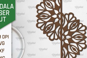 Σετ των 2 Intra απο ξύλο plywood 3mm-4mm πάχος - Floral σχέδιο τοίχου Mandala με Δίασταση 30x30 cm INTRAFABR-103247255