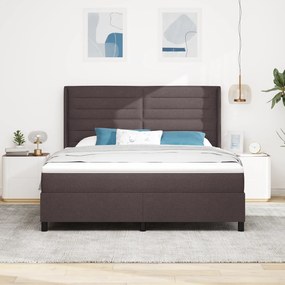 vidaXL Κρεβάτι με Σπαστό Στρατηγό και Στρώμα & LED Καφέ Σκούρο 180x200 εκ. Ύφασμα