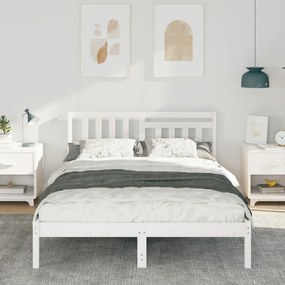 vidaXL Σκελετός Κρεβατιού Λευκό 140 x 190 cm Συμπαγές ξύλο πεύκου