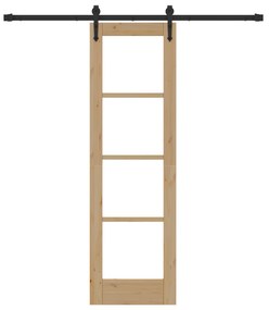 vidaXL Συρόμενη Πόρτα με Σετ Εξαρτημάτων 61x198.5 εκ. Συμπαγές Ξύλο Πεύκο